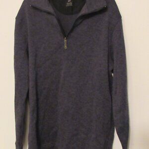 Haggar Cool 18 Pro Pullover Sweater Men Medium Charcoal Gray 1/4 Zip Long Sleeve
